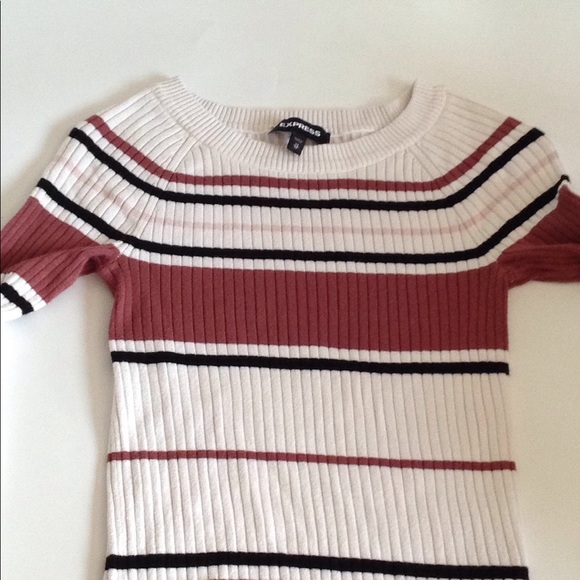 Express Color Block Stripe Brown/Cream/Black Sweat - Picture 4 of 13